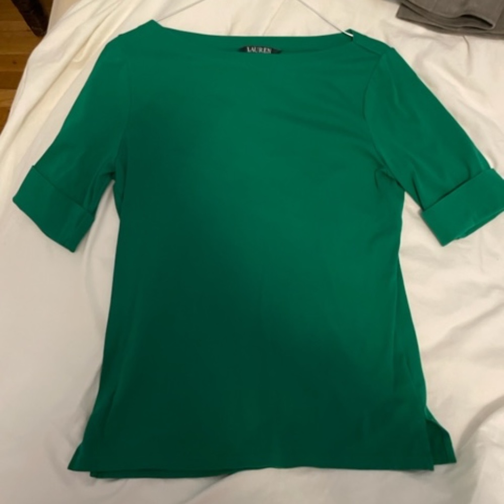 Kelly green dressy knit top Lauren
